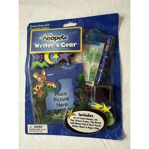 2004 Neopets Writer's Gear Picture Frame Stamps Sticker Pencil New/Sealed Kougra